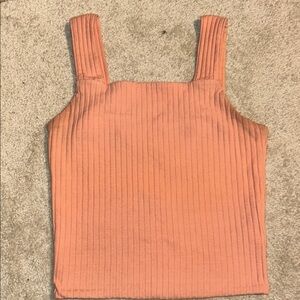 Ribbed Coral Sleeveless Top